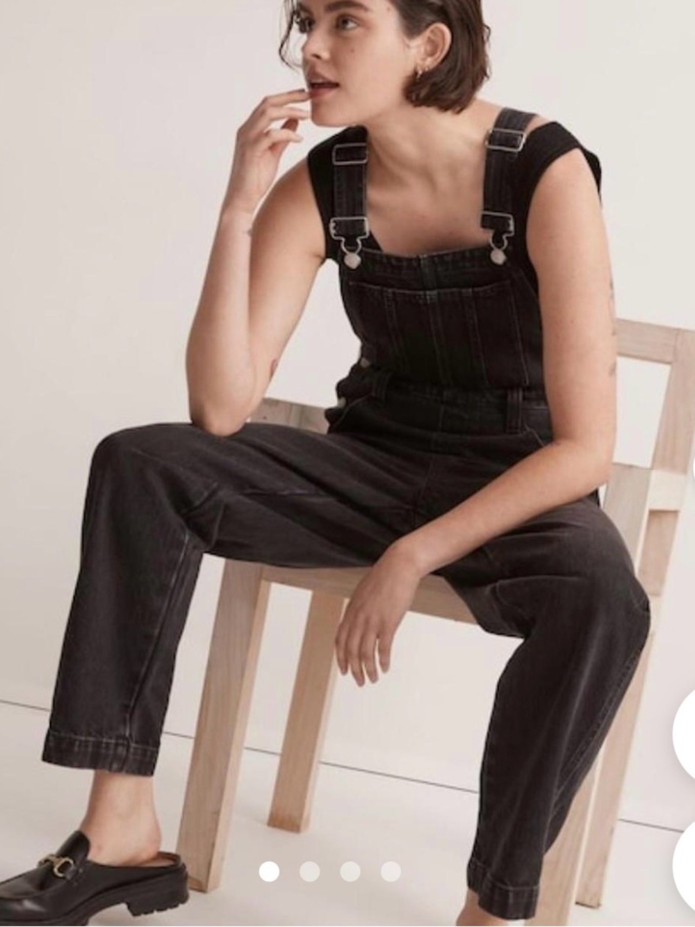 Madewell Black Denim Overalls with Branded Bib